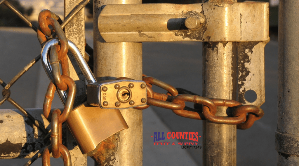 fence with a locked gate, illustrating security
