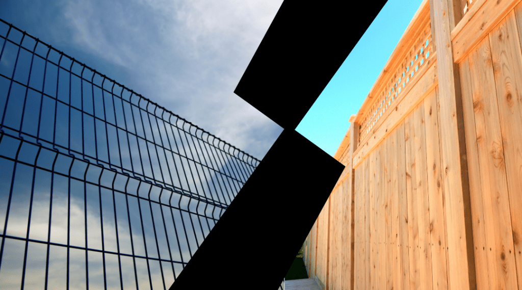 Image showing both wooden and metal fence
